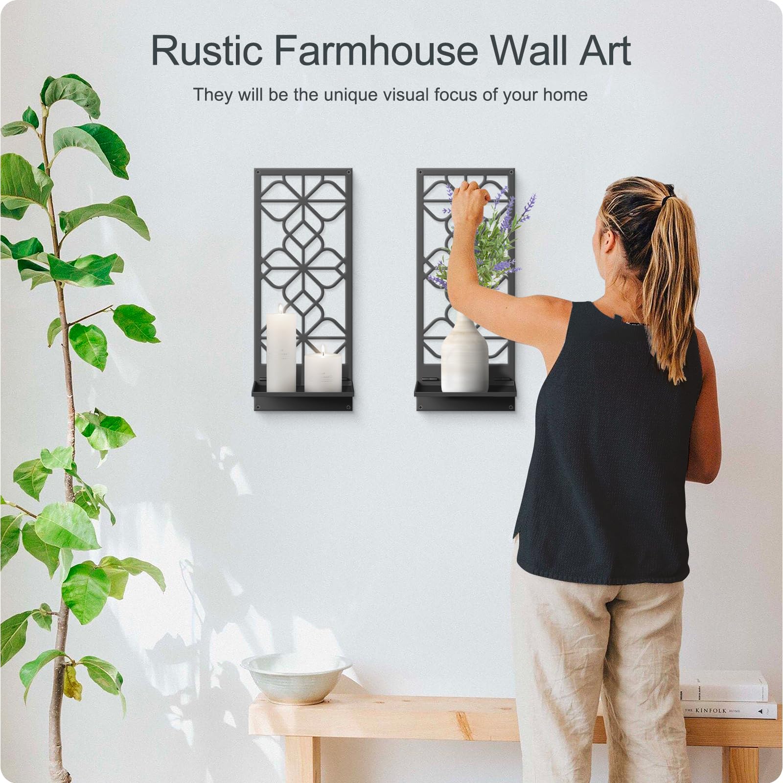 Sokurdeg minimalist line wall art candle holder for living room accents.