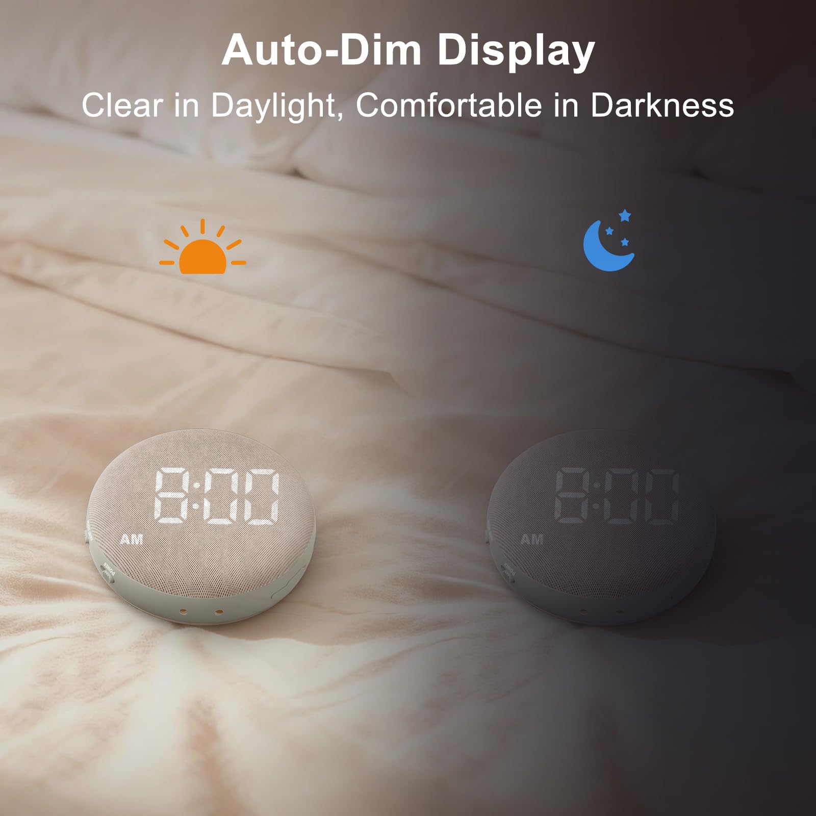 SolaceRise clock offering 15 volume levels and easy tap-to-snooze.