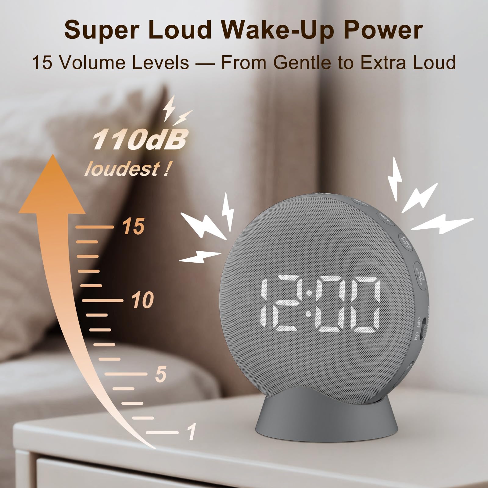 SolaceRise alarm clock brightness controls offer five levels