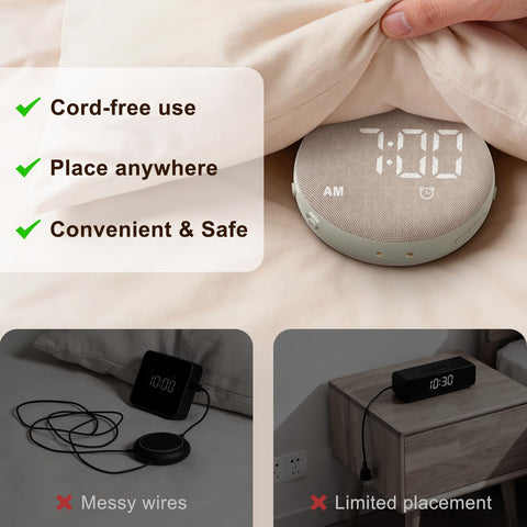 SolaceRise bed shaker placed under pillow demonstrates vibration levels.