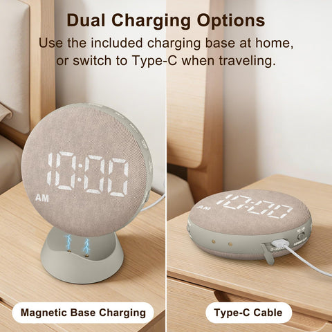 SolaceRise bedroom ambiance with auto-dim display preserving sleep.