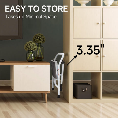 Soladder folded form shows compact storage footprint in a narrow space.