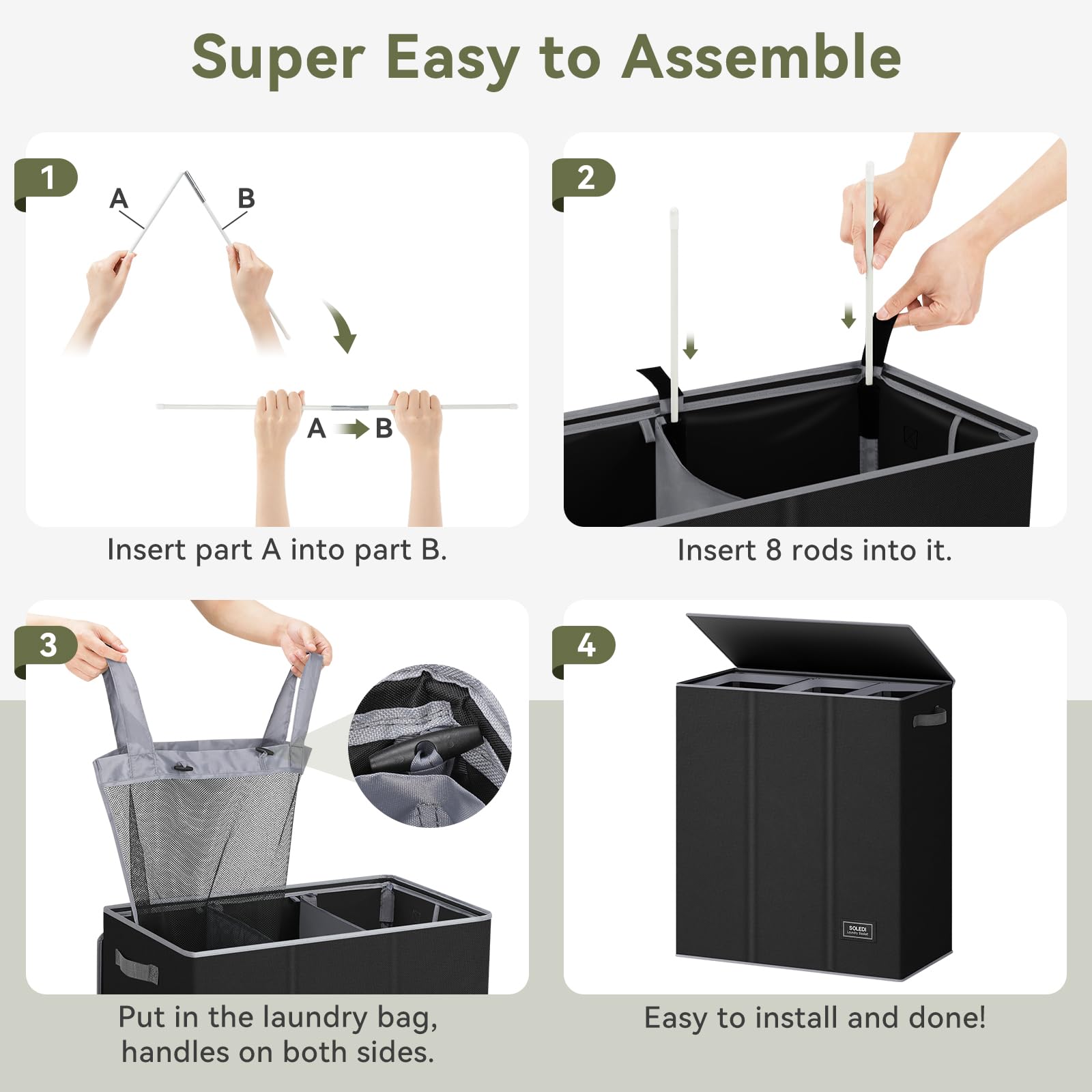SOLEDI hamper in bedroom demonstrates versatile placement and clutter control