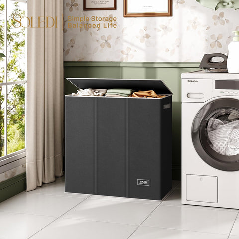 SOLEDI hamper in laundry room ready for daily sorting and transport