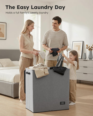SOLEDI 165-liter capacity hamper holds multiple loads for busy households.