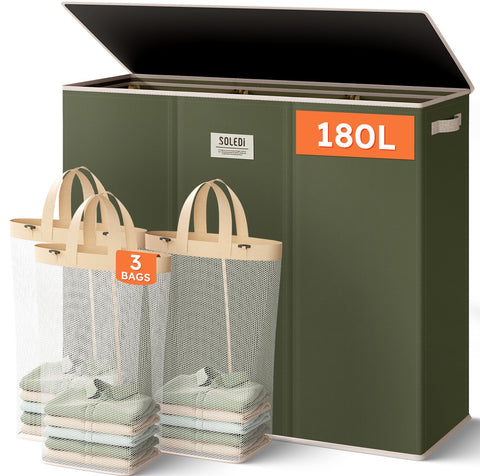SOLEDI 180L laundry hamper with lid conceals clothes and odors.