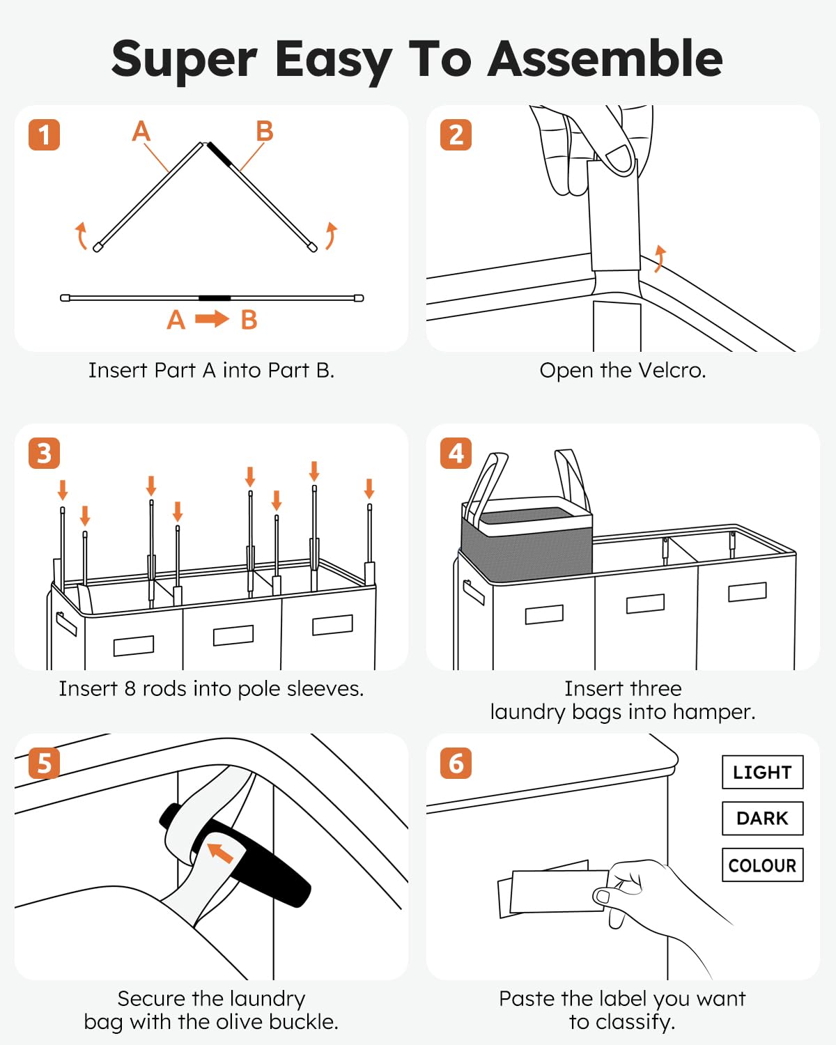 SOLEDI easy-assembly design with 8 support rods reduces setup time.