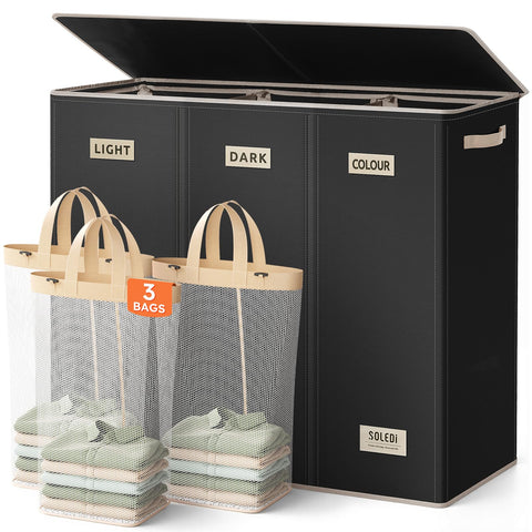 SOLEDI 200L laundry hamper front view with lid keeps items organized and odors contained.