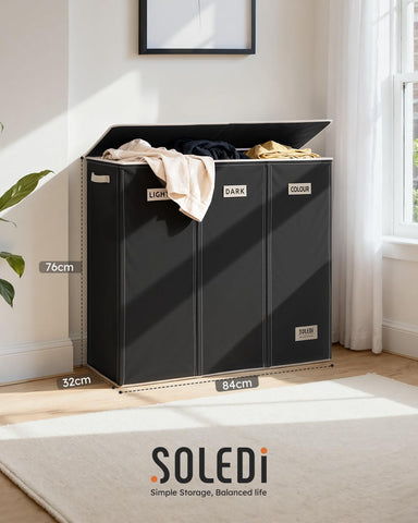 SOLEDI 200L three-section design, ideal for sorting whites, colors, and delicates.