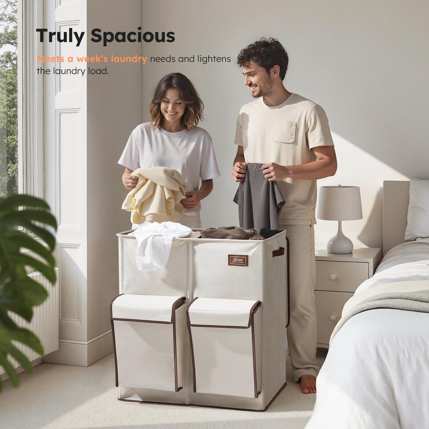 SOLEDI beige-modern laundry bin that fits any decor