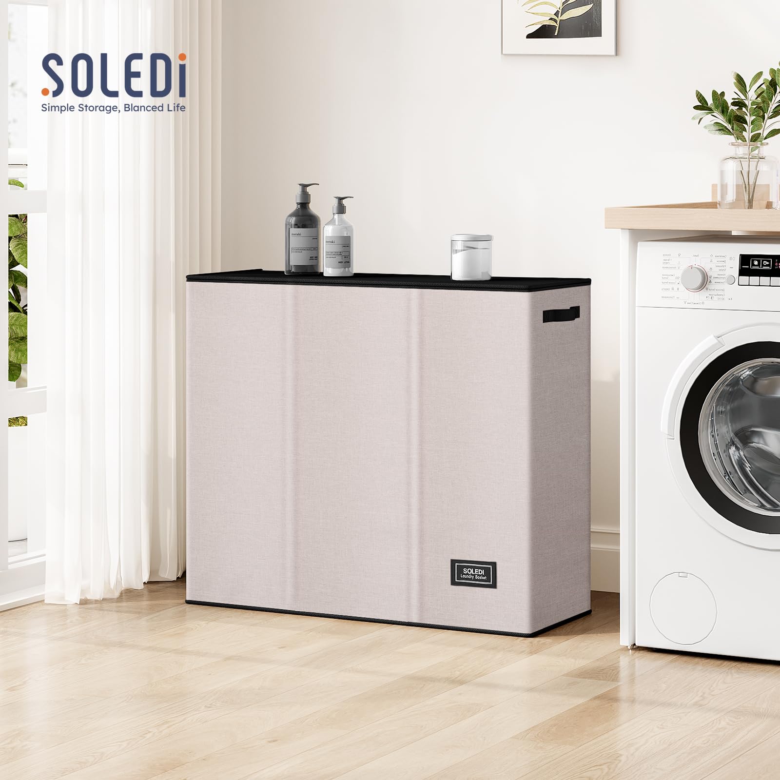 Bottom metal frame detail on SOLEDI hamper for stable support