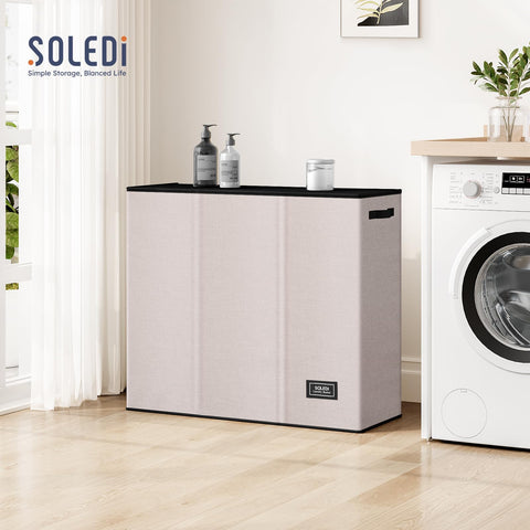 Bottom metal frame detail on SOLEDI hamper for stable support