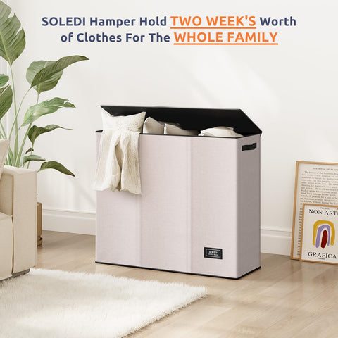 Collapsed SOLEDI hamper folded for compact storage