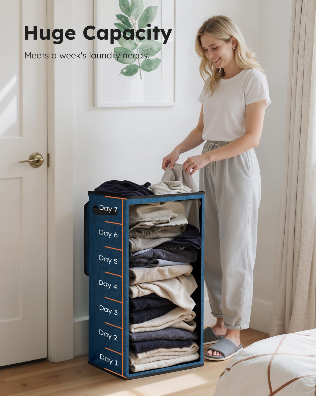 SOLEDI collapsible laundry basket folded compactly for easy storage.