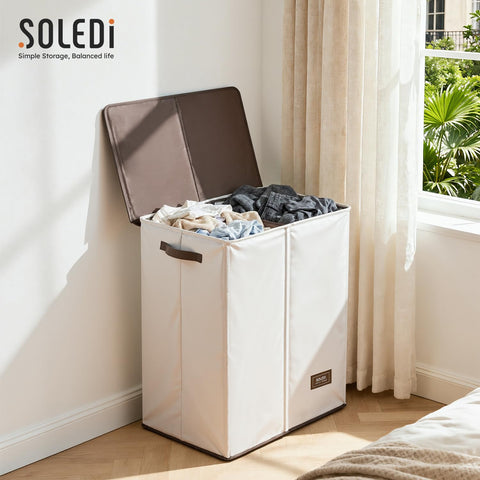 SOLEDI easy-install foldable laundry hamper can collapse for compact storage.