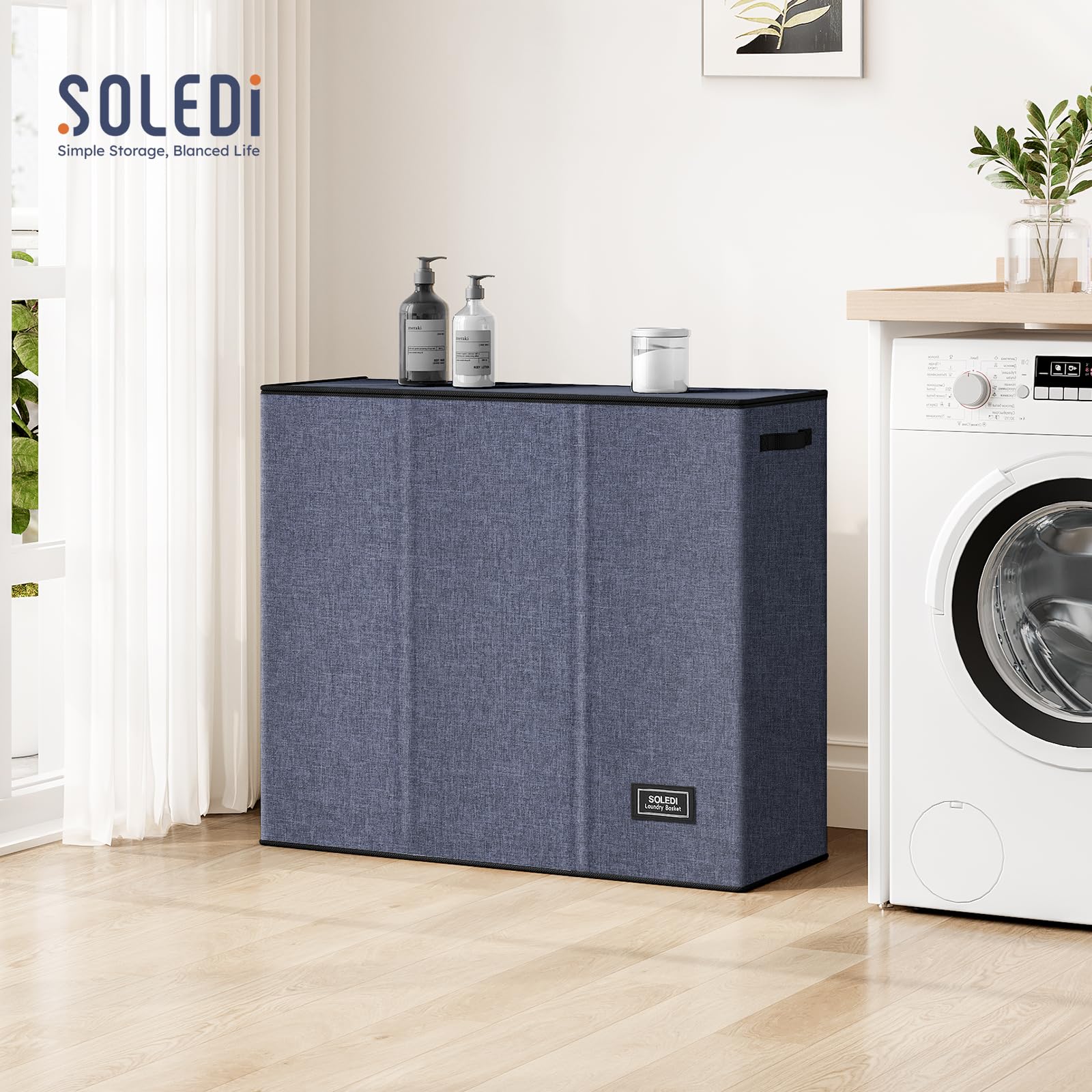 SOLEDI foldable laundry hamper enables quick setup and storage.