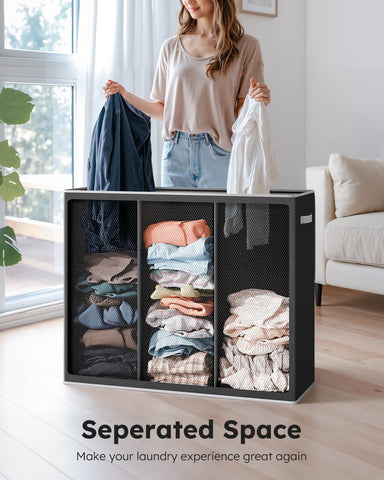 SOLEDI imitation linen fabric hamper emphasizes durable, stylish storage