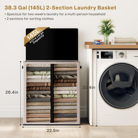 SOLEDI 145-liter capacity keeps laundry organized for families.