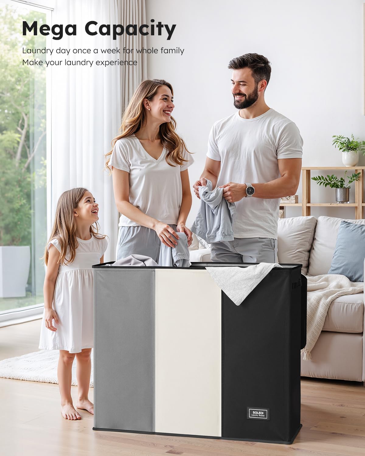SOLEDI 180-liter capacity keeps a week of laundry neatly sorted.