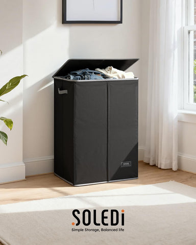 SOLEDI lid keeps dirt out of sight in a neat space.