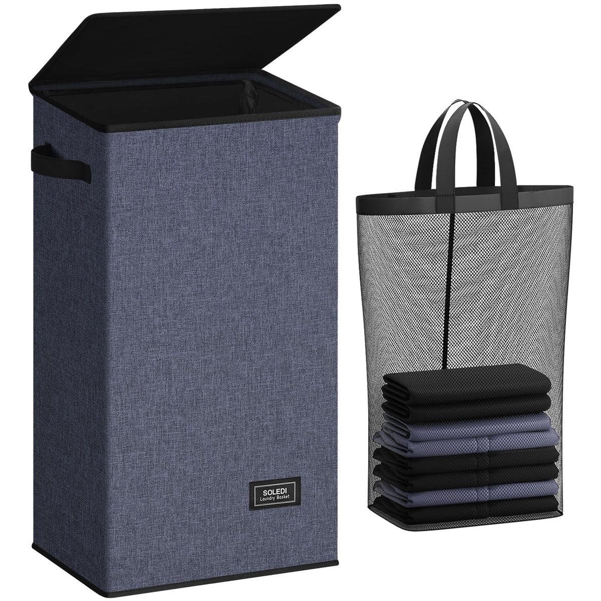 SOLEDI laundry hamper with lid closed showing neat concealed laundry and clean look