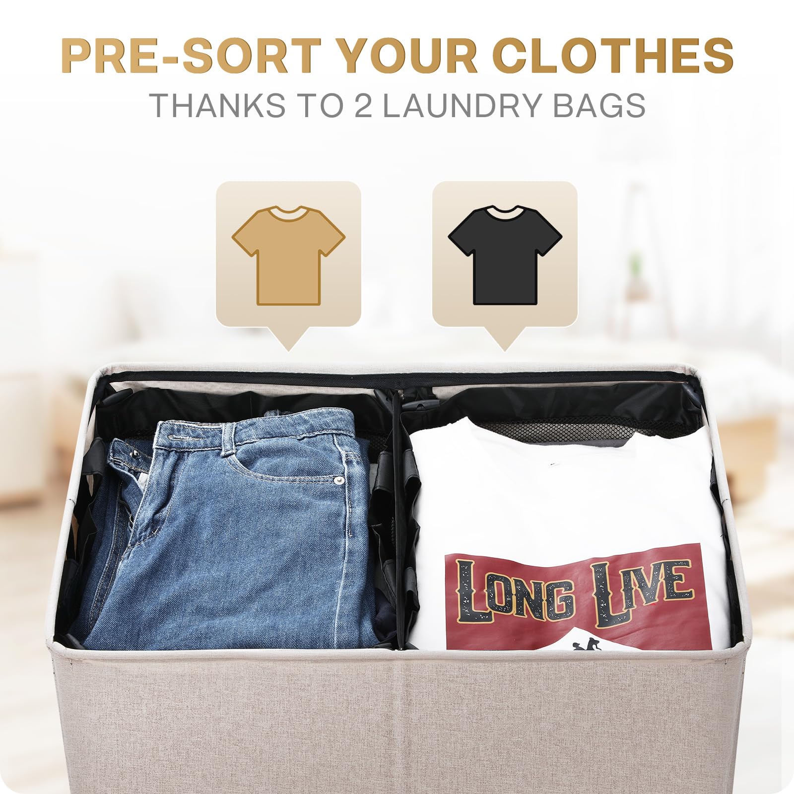 SOLEDI secure lid and latch keep laundry concealed and tidy.