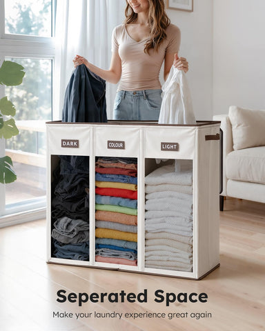 SOLEDI lid conceals dirty clothes and minimizes odors in bedrooms.
