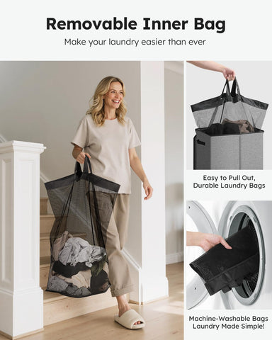 SOLEDI lid and removable inner bag enable easy transport of clothes.