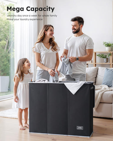 SOLEDI laundry basket features sturdy side handles for easy transport