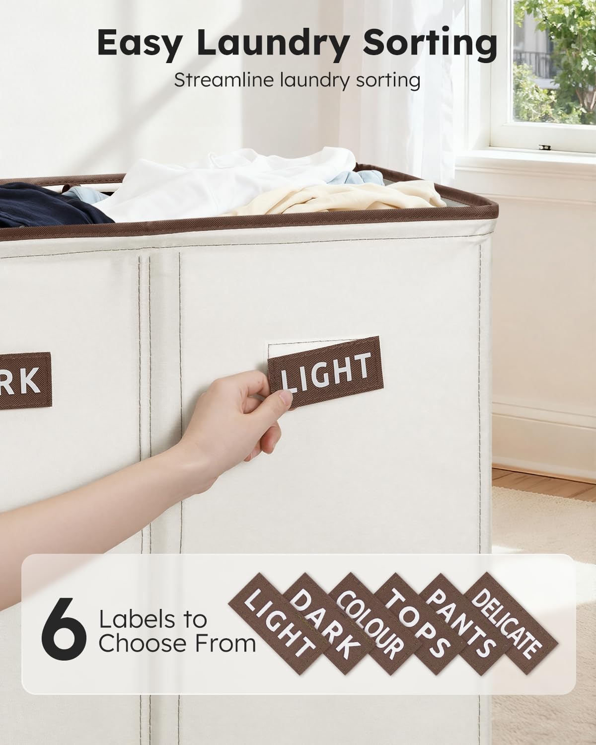 SOLEDI three-section design keeps whites, darks, and delicates neatly separated.