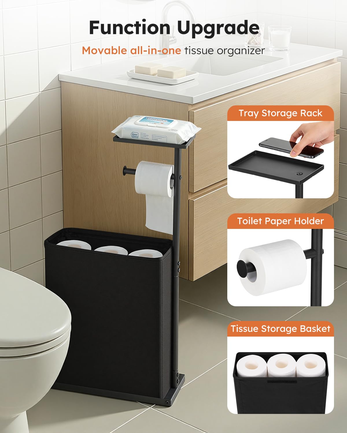 SOLEDI rustproof base ensures stable, long-lasting bathroom organization.