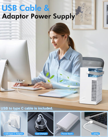 SOLEEY compact evaporative AC design for travel and desk setup