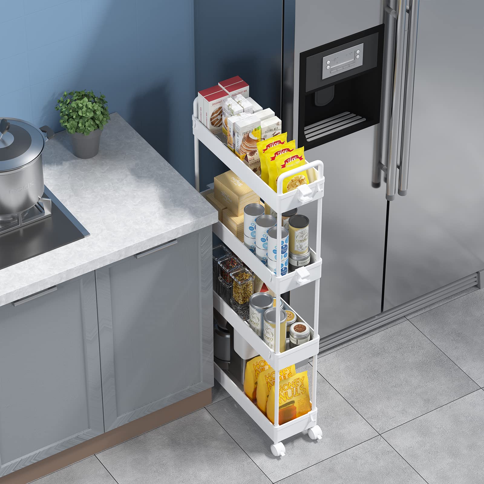 SOLEJAZZ bathroom organizer 4-tier with ventilated base keeps toiletries dry.