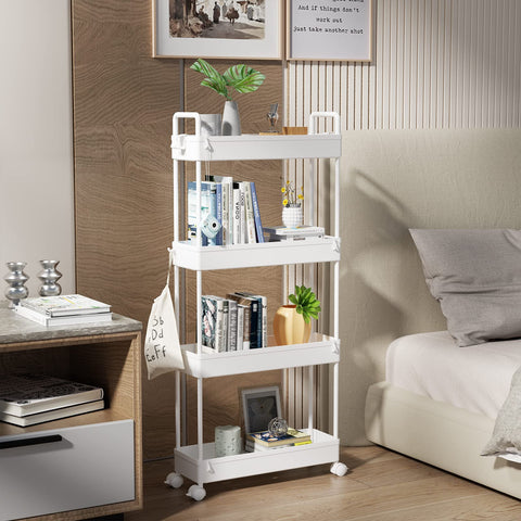 SOLEJAZZ bedside cart rolling 4-tier is portable for bedrooms.