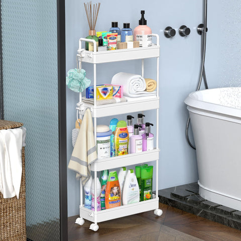 SOLEJAZZ office utility cart 4-tier keeps desk essentials organized.