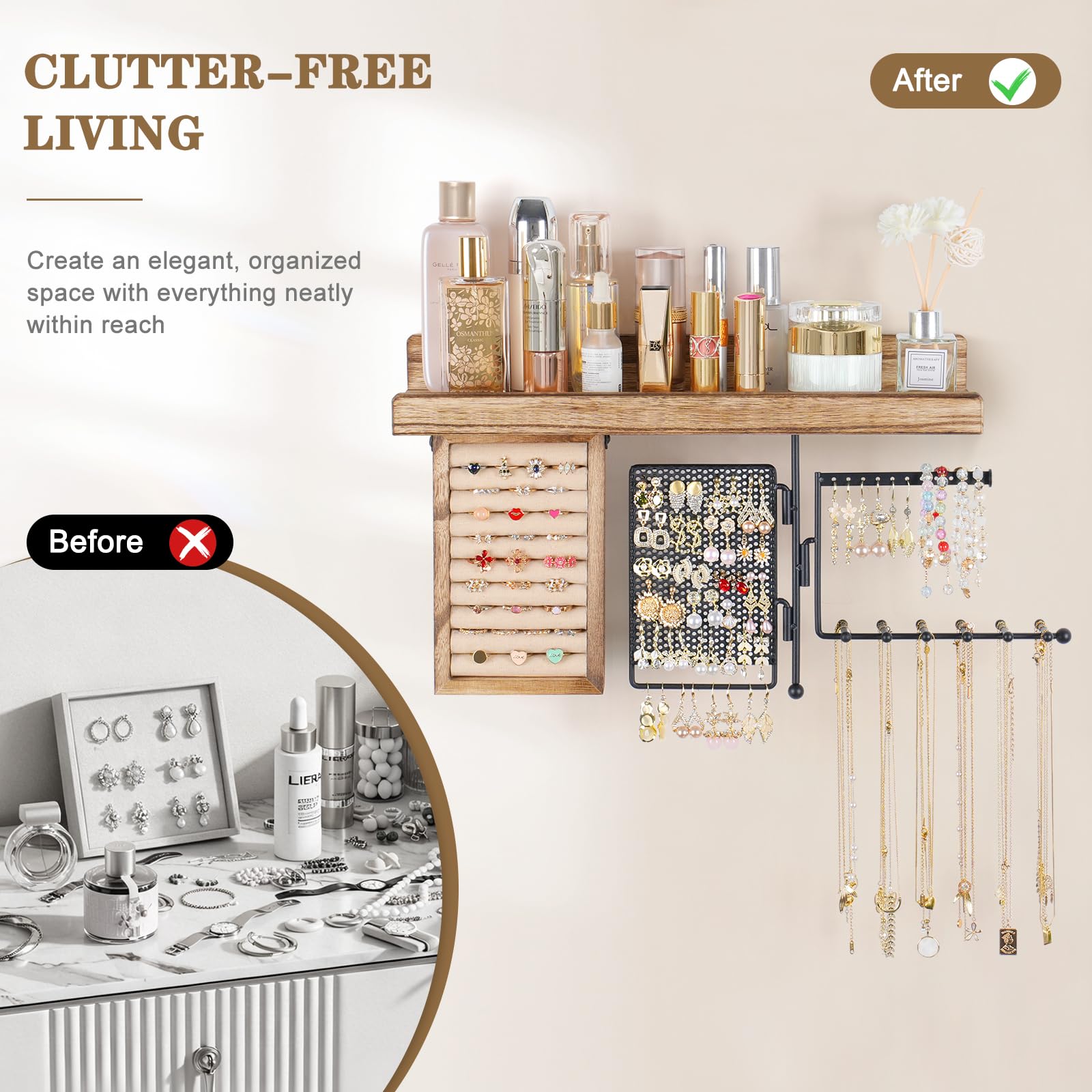SOLIMINTR two-tier rotating necklace rack for quick selection