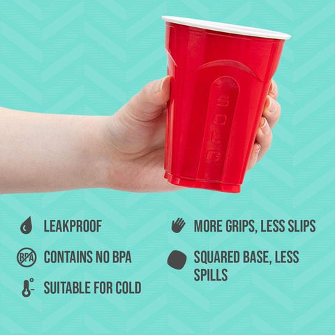 SOLO Red Squared cups close-up of four grip areas for secure handling