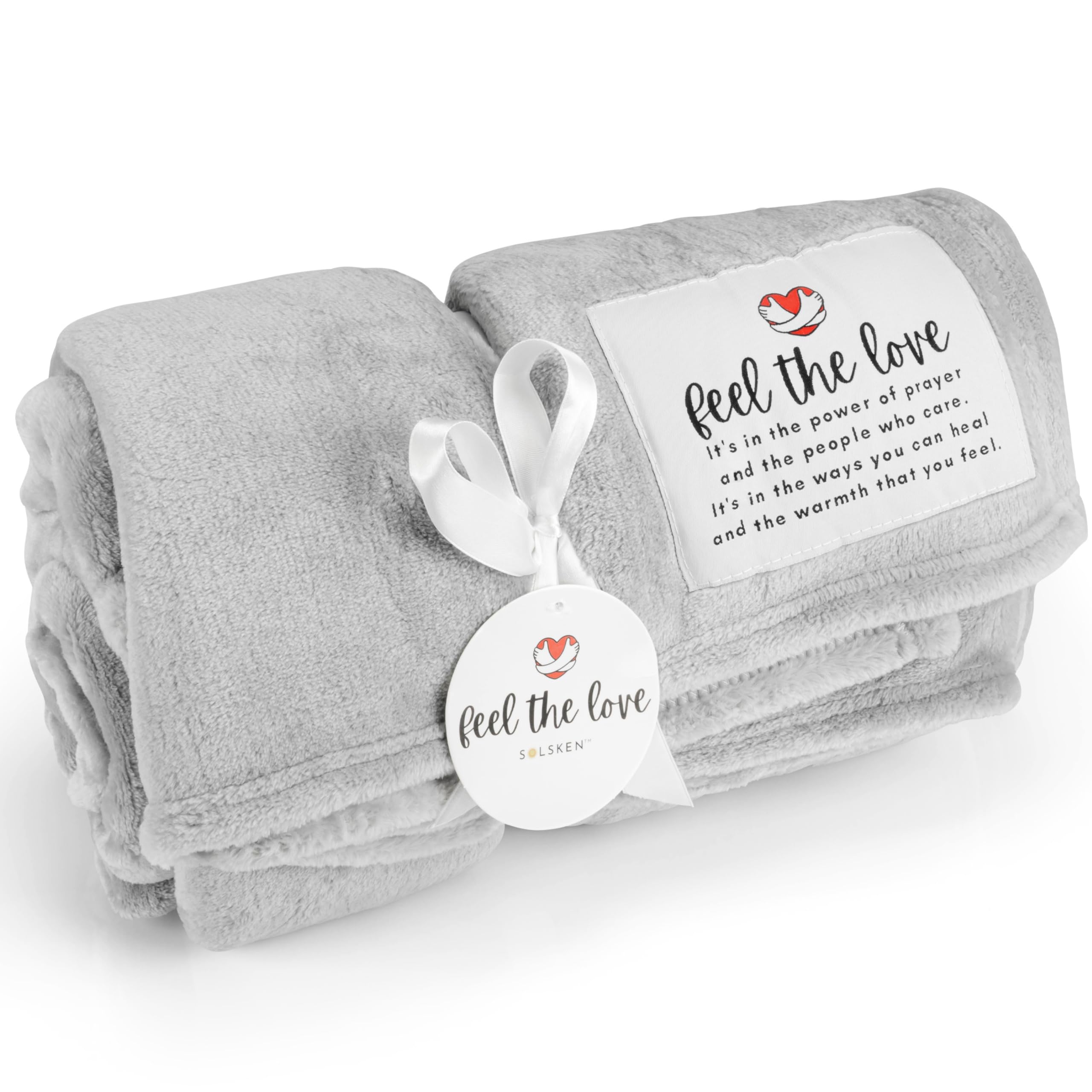 Solsken Home Get Well Blanket gray, gift-wrapped for comfort and warmth.