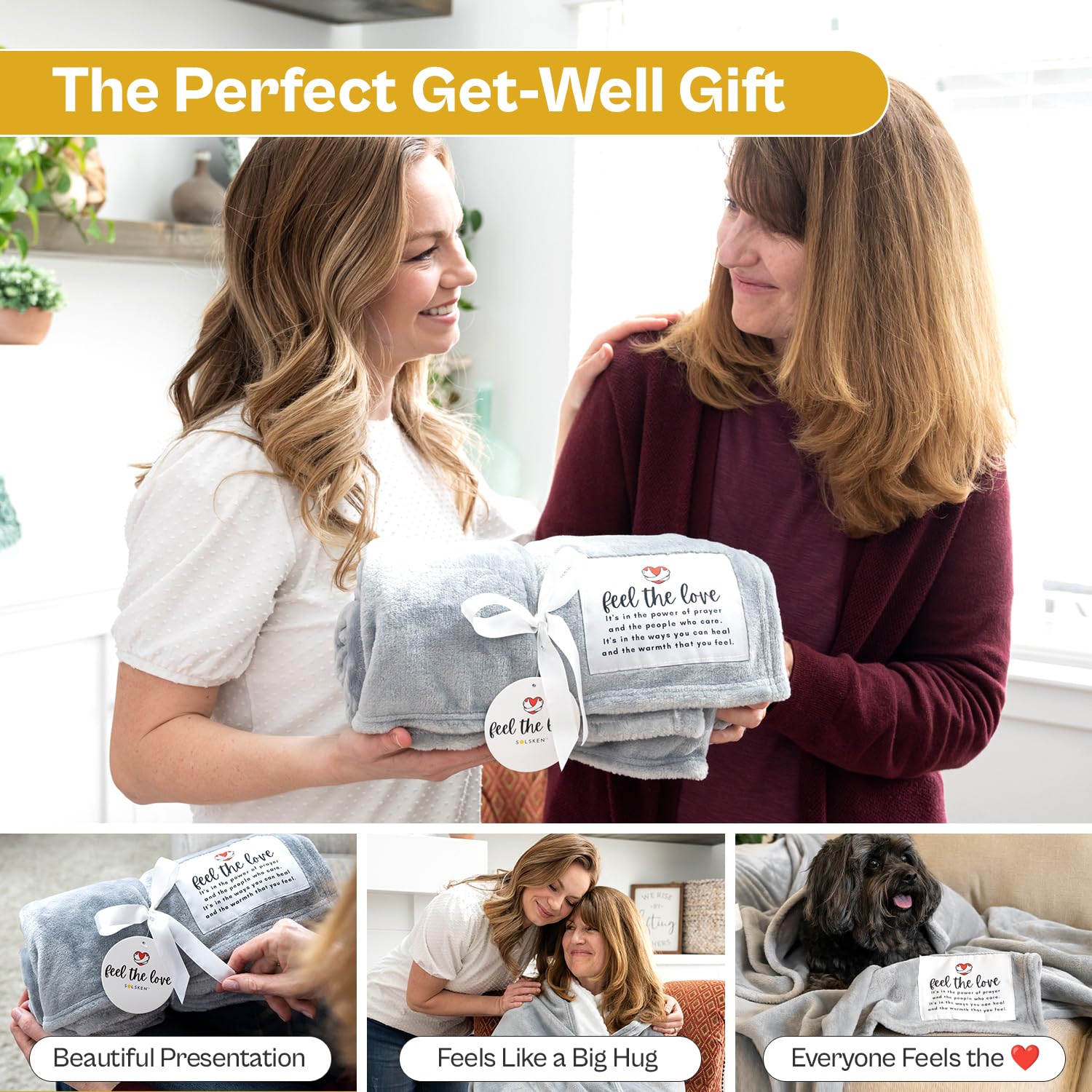 Solsken Home Get Well Blanket in neutral decor fits any space.