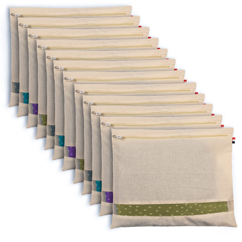 SOLSTICE cotton saree bag pack 12, 16x14 inches for organized wardrobe storage.