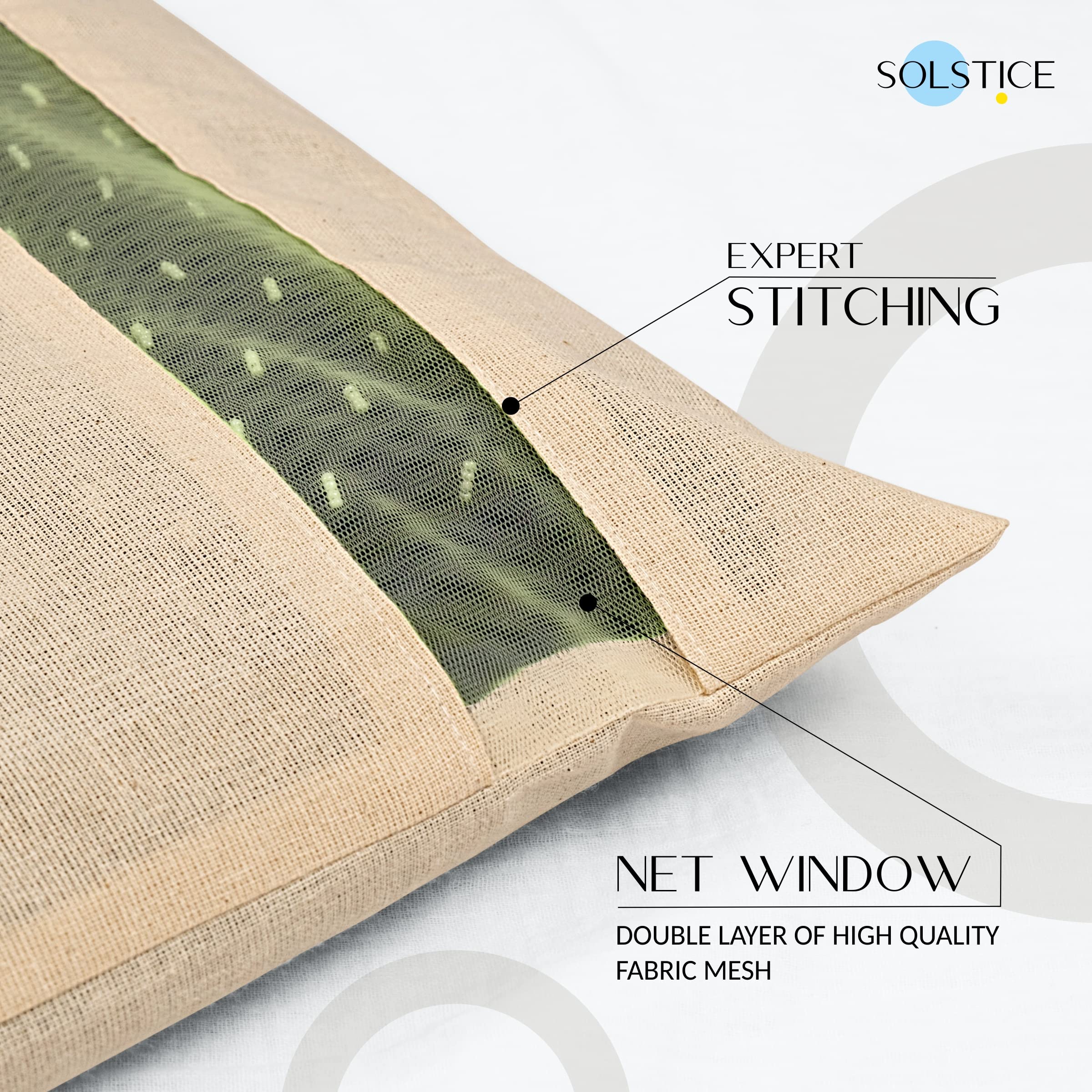 SOLSTICE mesh window at bottom for quick content visibility.