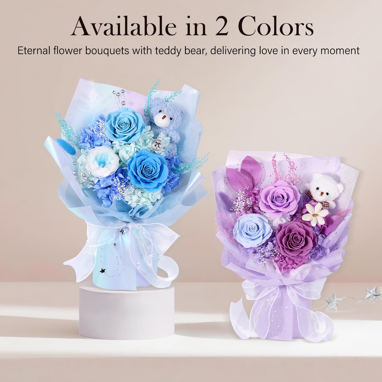SOLUNOX bouquet dimension view highlights compact gift-ready size for any space.