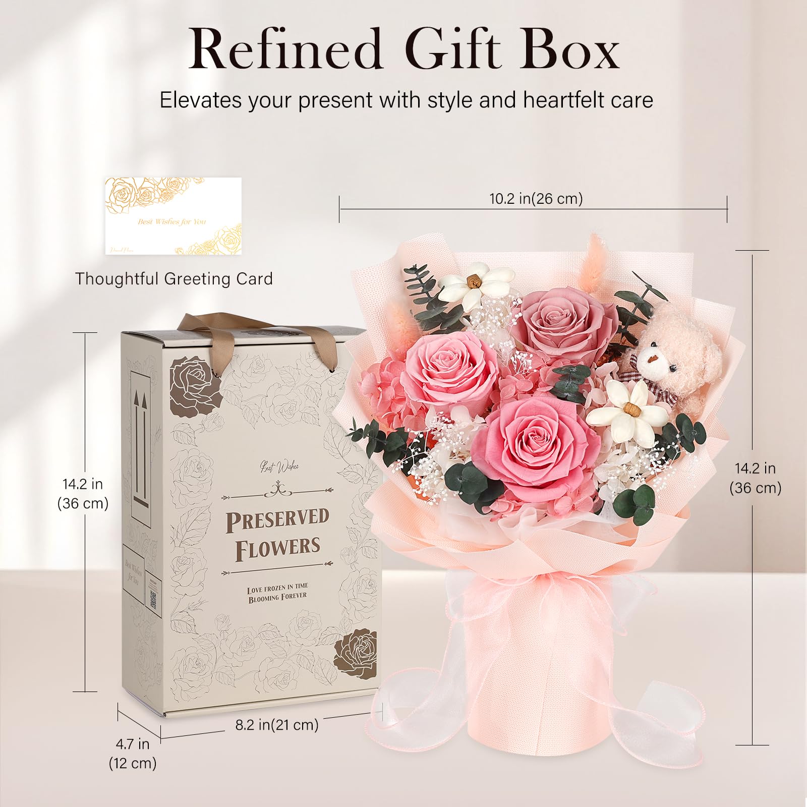 SOLUNOX preserved roses require no watering, for low-maintenance beauty.