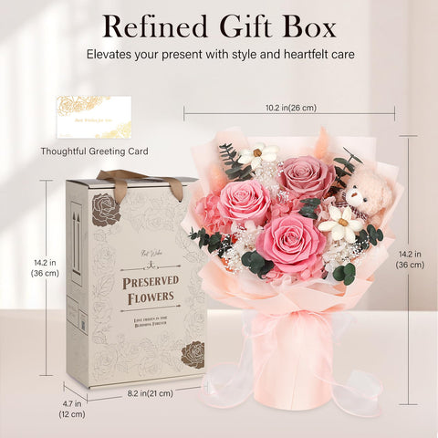 SOLUNOX preserved roses require no watering, for low-maintenance beauty.