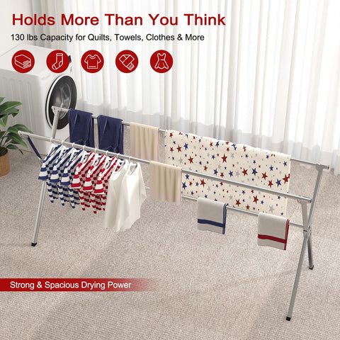Solvestis heavy-duty drying rack supports up to 130 lbs for bulky items.