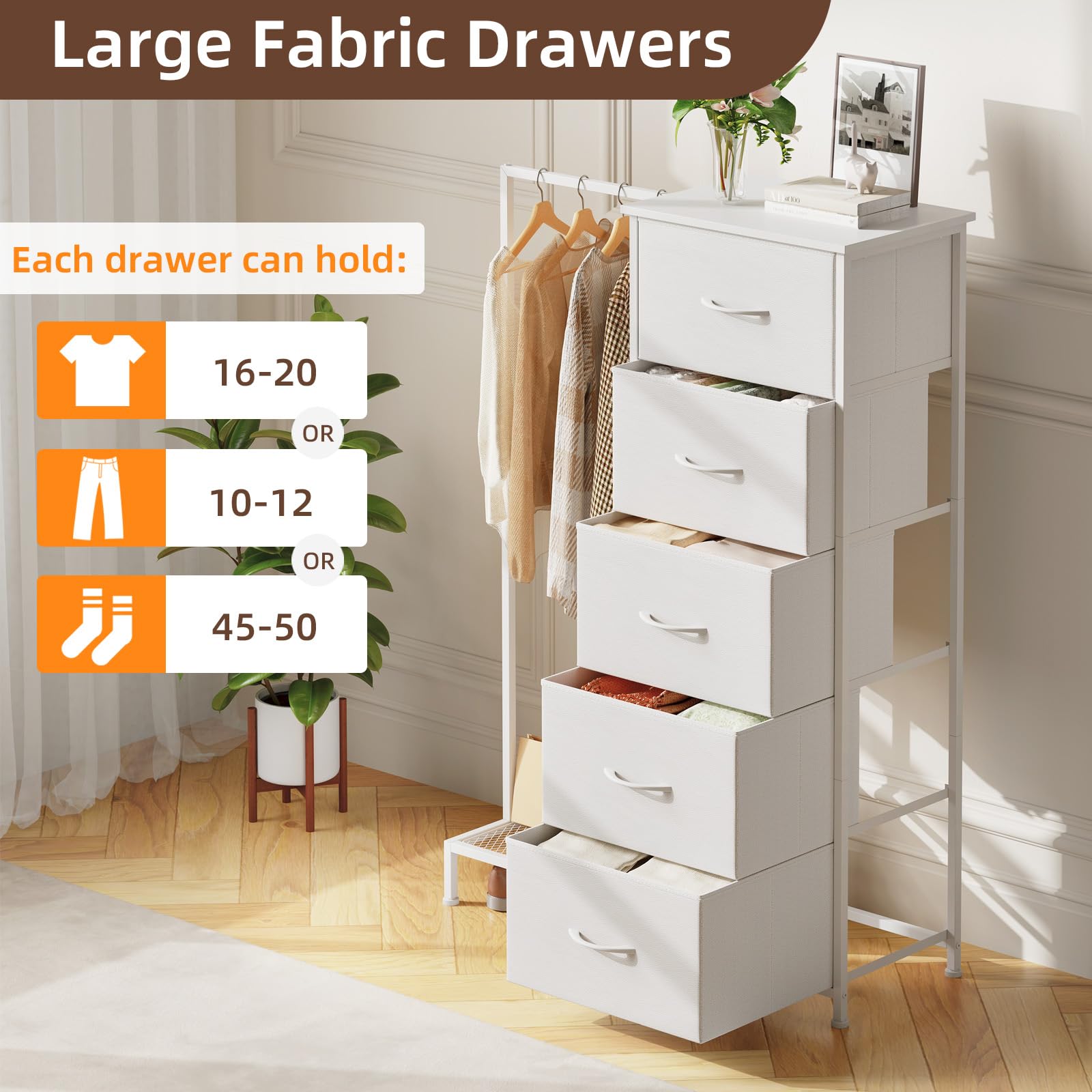 Anti-tip security kit included for safe anchoring in bedrooms or kids’ rooms.