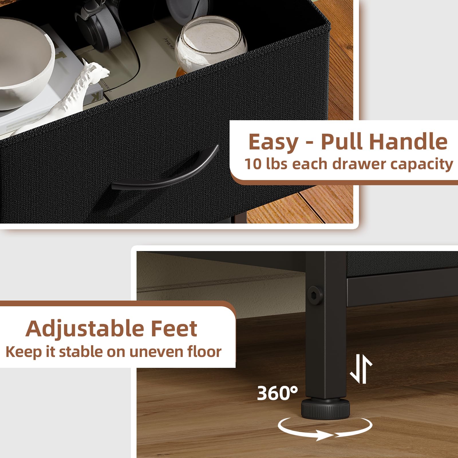 Somdot dresser in black rustic brown enhances any bedroom or living space.