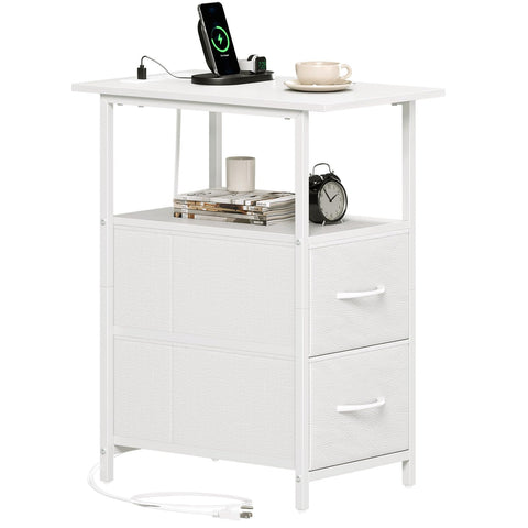 Somdot end table with charging station top view, ideal for easy device charging beside your sofa.