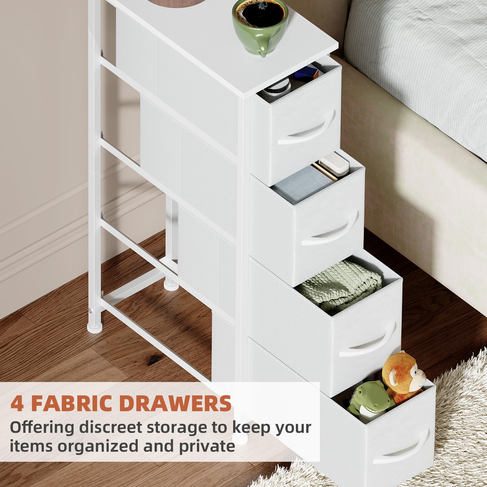Somdot narrow dresser in bathroom between toilet and vanity for slim storage.