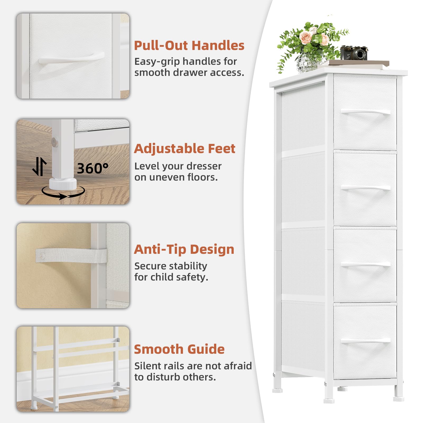Somdot closet setup with slim dresser adding extra folded item space.